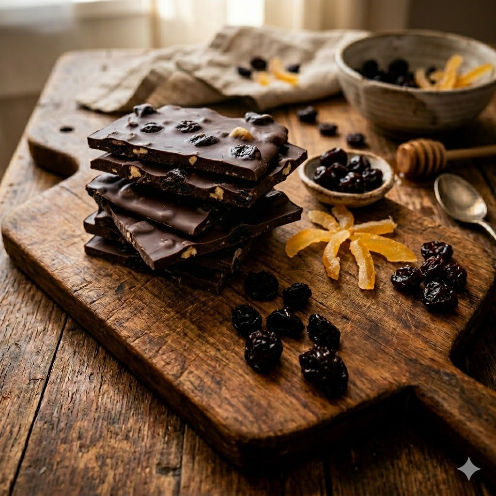Grimaldi Candy Co Milk Dark White Chocolate Cherry Orange Cashew Bark 