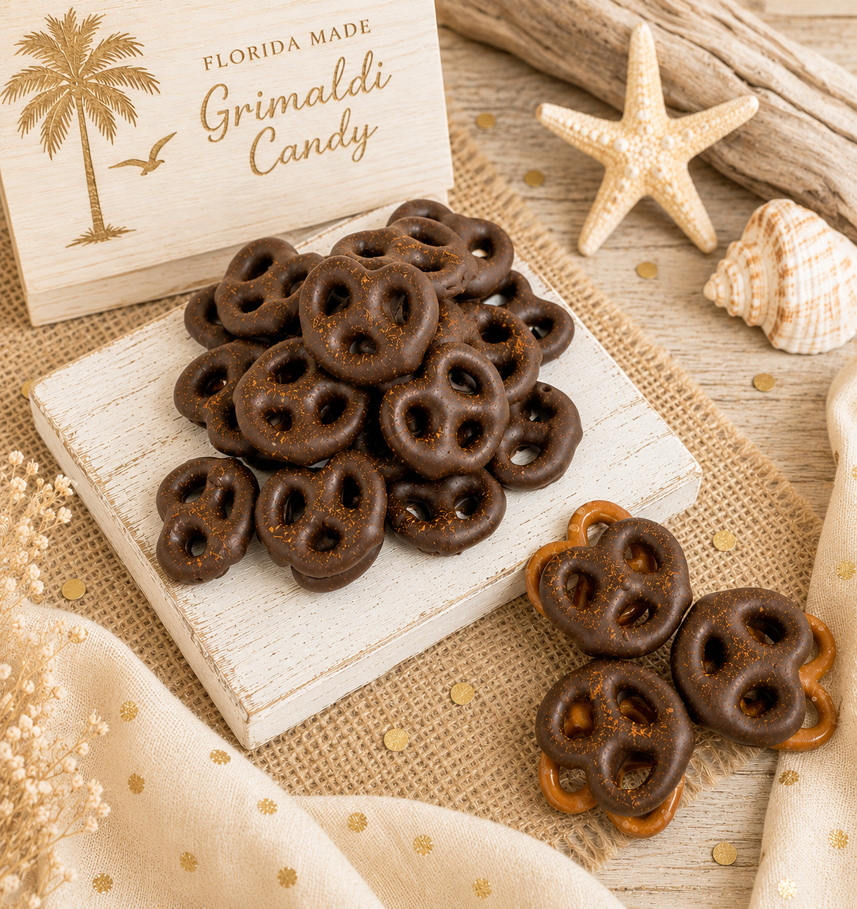 Grimaldi Candy Co DarkChocolate covered pretzels Ghost Chili