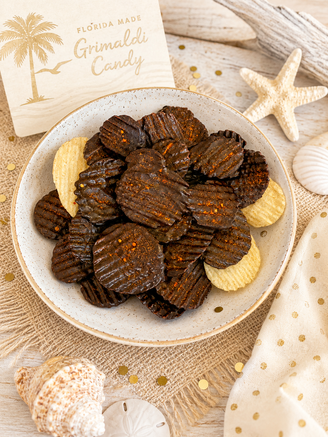Grimaldi Candy Co Dark Chocolate covered chips Ghost Chili